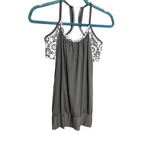 Lululemon No Limits Tank Top Womens Medium Grey Built in Sports Bra Athleisure